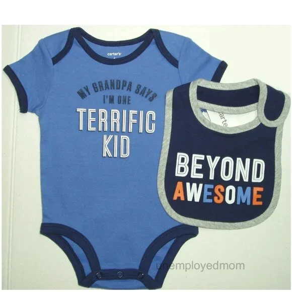 Summer Outfit Bodysuit Bib Romper Dude Grandpa Handsome Awesome Baby Boys - Picture 4 of 9